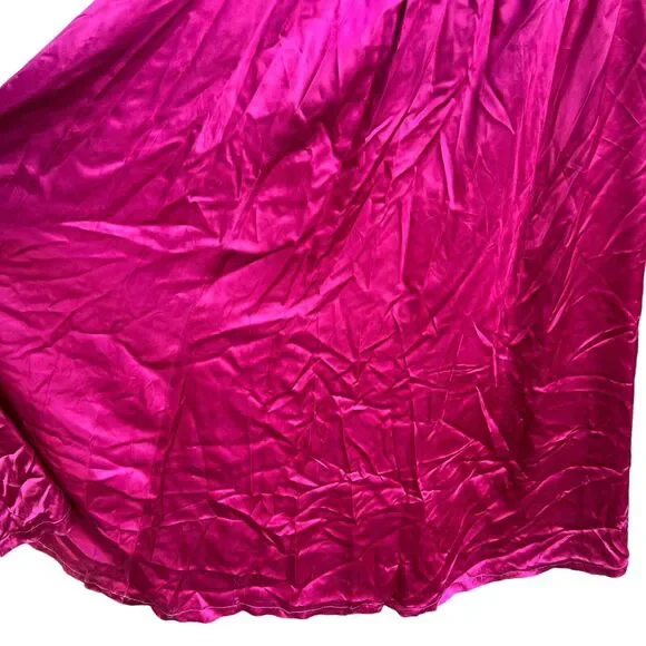 Vintage Gunne‎ Sax Burgundy Satin Pink Lace Short Puff Sleeve Maxi Dress No Size - Picture 9 of 16